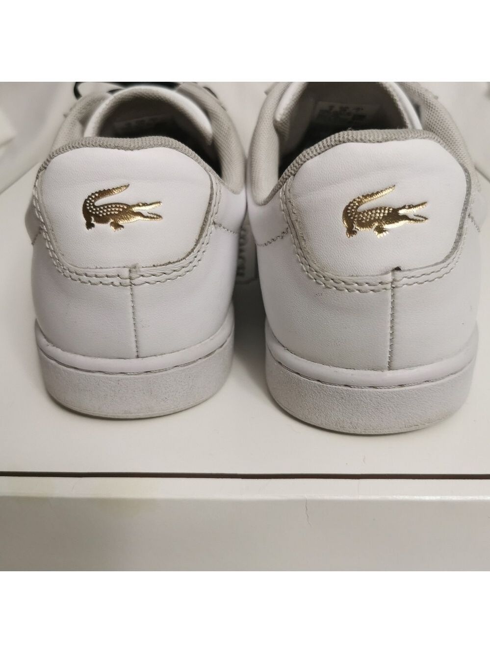 Lacoste White Leather Court Sneakers Gold Logo Women's US 7 - Picture 8 of 14